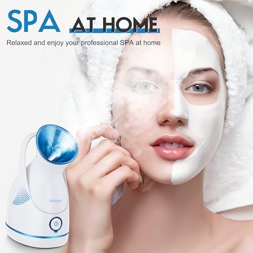 Image of Amconsure Facial Steamer - Nano Ionic Face Steamer Warm Mist Steamer for Home Sauna SPA, Humidifier for Deep Cleaning Unclogs Pores Sinuses(Blue)