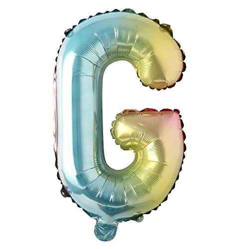 16 inch gradient rainbow Letter number balloons unicorn party foil balloon baby shower 1 birthday party decorations kids numbers Air ball (16 Inch Rainbow G)