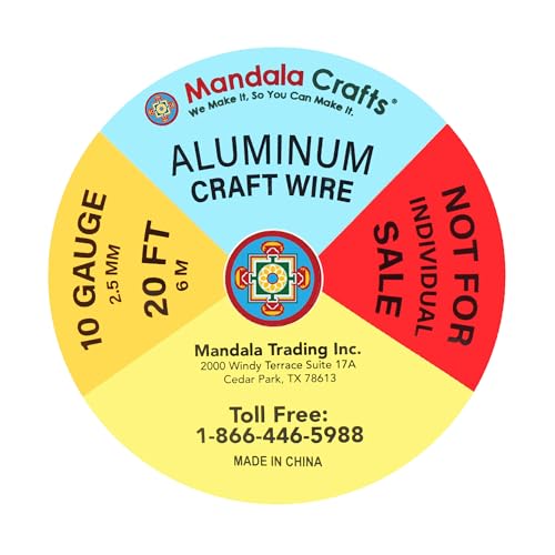Image of Mandala Crafts 10 GA Black Red Green Assorted Anodized Aluminum Craft Wire | 120 FT, Colored, Flexible, Bendable for Bonsai Armature Sculpting Wire Wrapping Jewelry Making, Weather & Tarnish Resistant