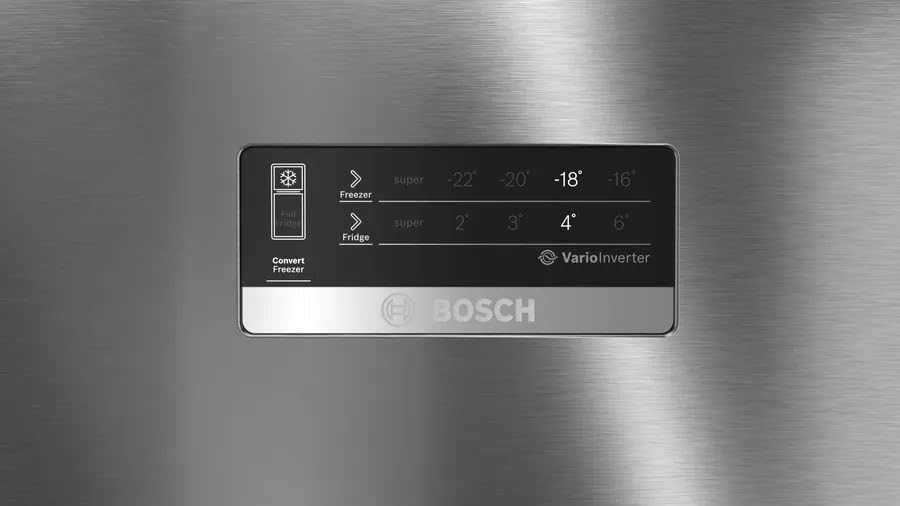 Image of Bosch 243L, 3-Star, Inverter Frost free Double Door Refrigerator (2025 Model, CTC27K031I, 6-in-1 Convertible, 18 Hours Cooling Retention, Digital Display, Super Freeze, 80min Convert, Shiny Silver)