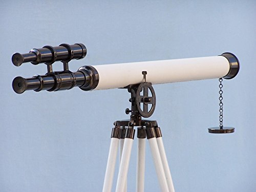 Hampton Nautical ST-0124-Black-W Floor Standing Oil-Rubbed Bronze/White Leather Griffith Astro 64