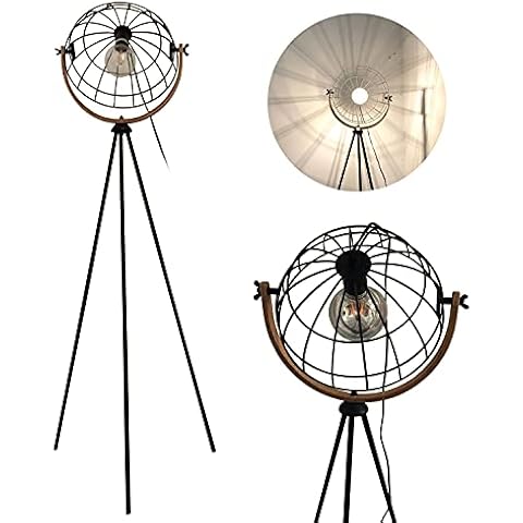 Novelty Floor lamp,Modern Metal with Wood Floor lamp,Retro Mesh Design Floor Light,Ø 34 cm Grid Shade,E27, Floor Lamps for Farmhouse Office Room Cover