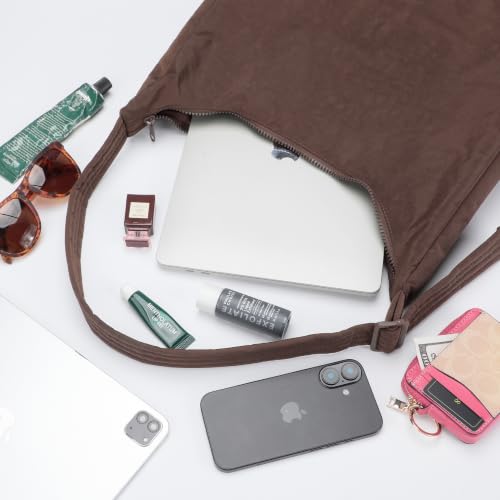 Image of FASTFAIRY Nylon Shoulder Bag - Adjustable Quilted Strap, Structured Slouchy Design with Interior Zip Pocket