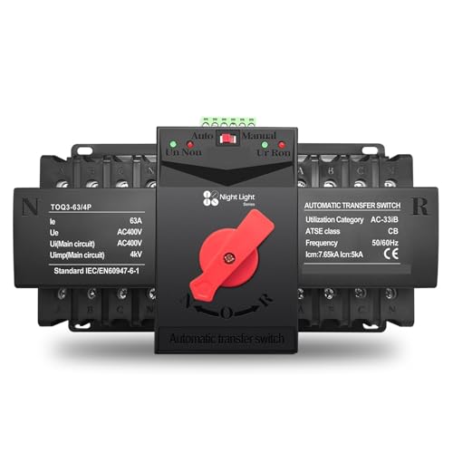 Commutateur de transfert automatique double puissance 4P 125A avec veilleuse