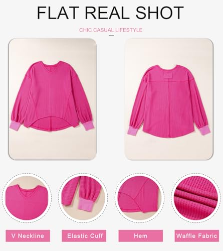 Image of Dokotoo Womens Waffle Knit Tops Trendy Fashion 2026 Oversized T Shirts
