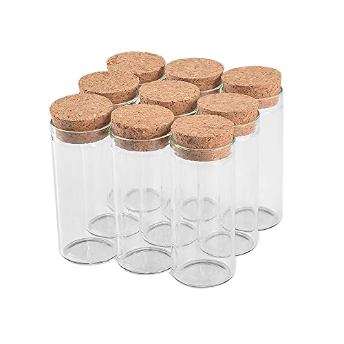 nobrand 12pcs 30ml Clear Empty Glass Tube Bottles with Corks, Clear Glass Bottles Jars, Multifunction, Large Decor(30ml-30x70mm)