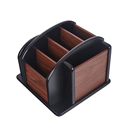 Wooden Revoling Office Supply Caddy Desk Pencil Holder Storage Wood Spinning Desktop Organizer Remote Control Supplies Storage Rack(360 carousel)