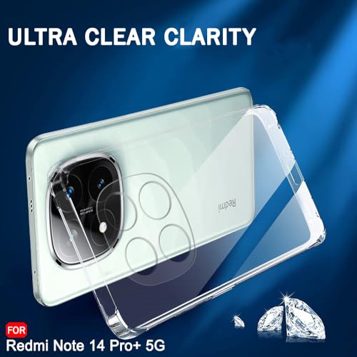 Image of TheGiftKart Back Cover Soft Case for Mi Redmi Note 14 Pro Plus 5G | Best Camera Protection | Inbuilt Dust Plugs & Anti-Slip Grip | Ultra Clear Slim Cover for Redmi Note 14 Pro+ (Silicone, Transparent)