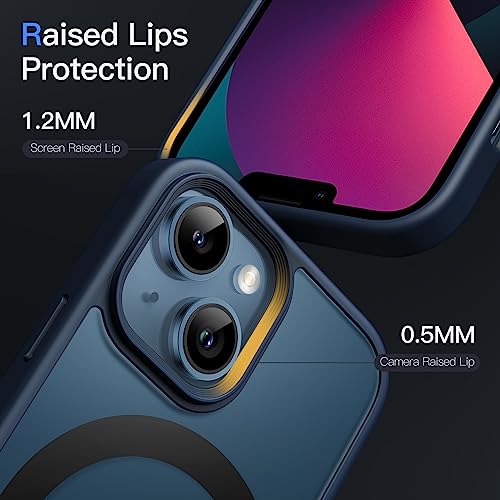 Image of JETech Magnetic Cover Case for iPhone 13 Mini 5.4-Inch Compatible with MagSafe, Translucent Matte Back Slim Shockproof Phone Cover (Storm Blue)