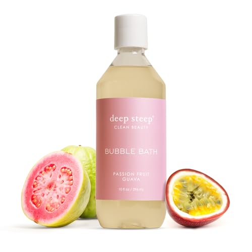Deep Steep Bubble Bath, Passion Fruit Guava, 10 oz – Soothing Soak with Shea Butter, Argan Oil, Aloe Vera & Coconut Oil – Vegan, Sulfate-Free, PH-Balanced Clean Beauty