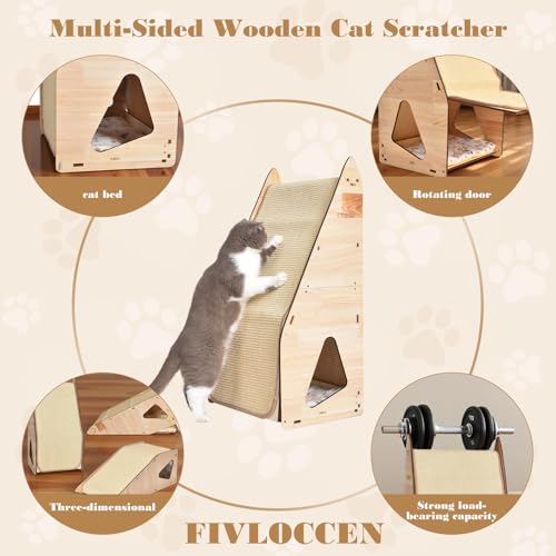 Rascador para Gatos de Madera Grande con Sisal 32 in miniatura 6