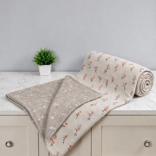 Image of Florida Reversible Cotton Dohar - Single Size (220x160 cm, 90 GSM, Orange Floral Pattern), Soft & Lightweight Blanket for All Seasons, Breathable & Skin‑Friendly Fabric