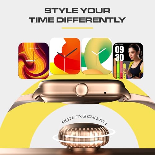 Image of CELLECOR E1 Flex 1.83 inch (46.48mm) HD Display Smart Watch, 500 Nits, 60Hz Refresh Rate, Bluetooth Calling, AI generated Watch Faces, 100+ Sports Modes, Health Suite, Voice Assistance (Golden-Pink)
