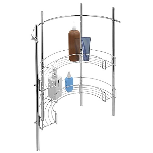 MyGift Chrome Plated Metal Under-the-Sink Rack with 2 Display Shelves