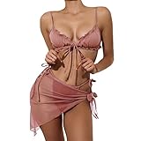 Este bikini sexy presenta un estilo de tirantes finos, ribete con cordones ajustables en el pecho y los lados, la decoración con volanets agrega un ambiente veraniego, te harán ver más encantador. ¡La elección más de moda en verano!
