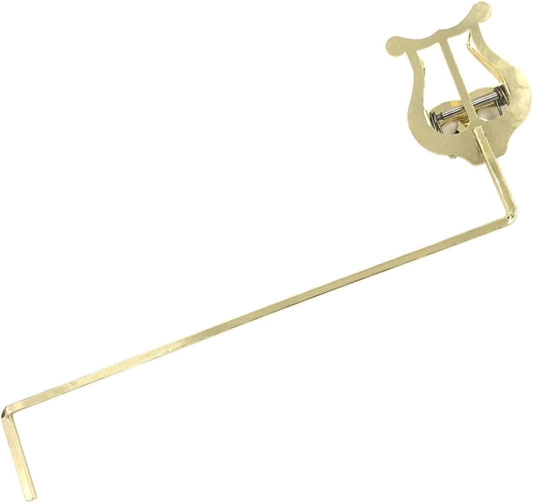 3/4 Vertical Keys Euphonium Marching Lyre Metal Plating Clamp-On Baritone Horn Euphonium Music Sheet Holder Clip for Marching Band Beginner Practicing Gold image 3