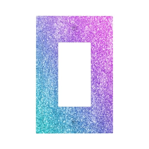 Decorative Outlet Covers Gillter Purple Pink Blue Gradient Sparkle 1 Gang Rocker Light Switch Cover Plate Single Decora Light Switch Covers Wall Plate Faceplate for Bedroom Home Decor