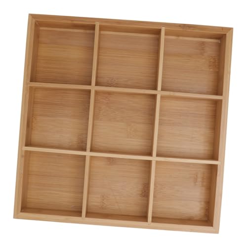 FONDOTIN 竹製九宮格ベジタブルトレイ 多機能仕切り付き食品収納プレート 野菜 果物整理用 キッチン用実用的トレイ