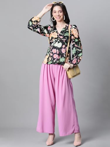 Image of oxolloxo Women Floral Print V-Neck Long Sleeve Top