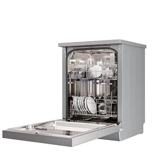 Image of Crompton 12 Place Setting Freestanding Dishwasher with 6 Wash Programs and Super Active Drying System | Energy Saving Dishwasher with Stainless Steel Tub (Voilla 12 PS DW, Silver Inox,FS-DWVOA12PS-DS)