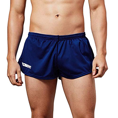 Gymskop Hommes Shorts de Course Short de Marathon à Séchage Rapide avec Doublure en Maille （sans Poches） Bleu Marin L