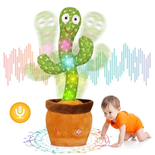 Image of Emoin Dancing Cactus Baby Toys, Talking Cactus Repeats What You Say Dancing Mimicking Toy with LED English Sing Talking 15 Second Voice Recorder Musical Toys