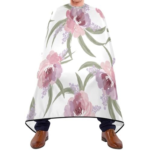 Capa para corte de cabello lavanda Flowers impermeable profesional para barbería con cierre ajustable de broche