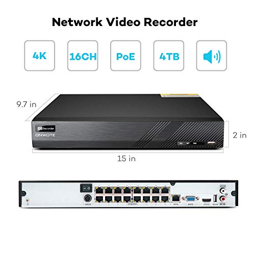 【Expandable Audio】 ONWOTE 16 Channel 4K H.265 NVR (12) 3X Optical Zoom Autofocus Audio PoE Security Camera System 4TB HDD, 2.8-8mm Motorized Lens Outdoor 5MP IP PoE Ethernet Security Camera, 130ft IR - Thumbnail 5
