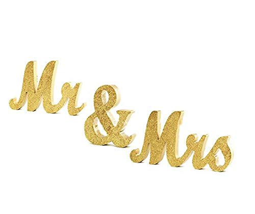 IJB sexyrobot Gold Mr & Mrs Signs Wooden Freestanding Letters for Valentine's Day, Wedding Decoration Wedding Present