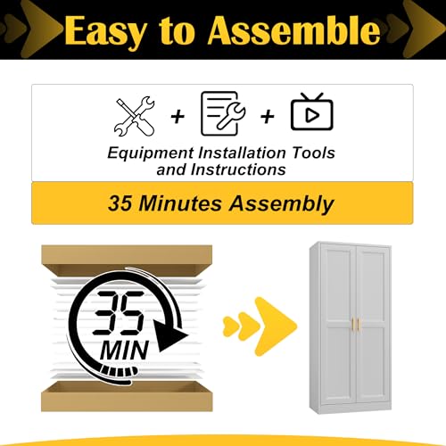 Steeloong 60"Metal Pantry Storage Cabinet with Doors & 3 Adjustable Shelves - image 8