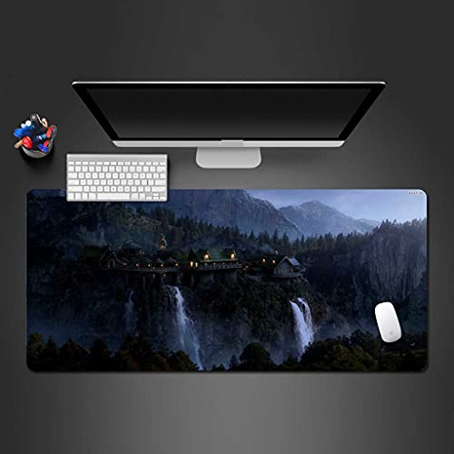 Tapis de souris XXL forêt de montagne pour un bureau gaming ordonné et immersif
