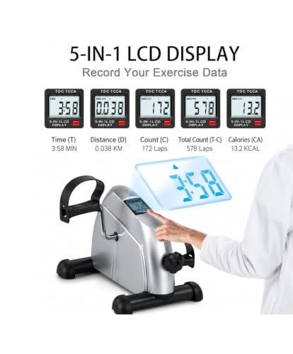Image of Ciclovida Pedal Exerciser - Under Desk Bike for Arms and Legs, Adjustable Resistance, LCD Display, Physical Therapy & Rehab, Non-Slip Straps, Home & Office