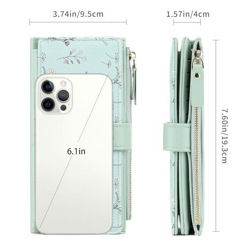 GAEKEAO Womens Wallet RFID Blocking Trifold Large Capacity Ladies Vegan Leather Wallet Floral Multi Card Holder Organizer3