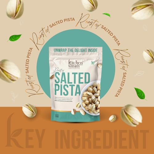 Image of KitchenSmith Salted Roasted Pista - Pack of 2 (250gm Each) | California Pistachios, Pista Dry Fruit, Tasty & Healthy Inshell Pistas| High In Protein | Gluten Free (With Shell, Air Tight Pouch)