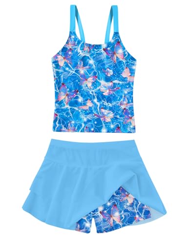 Image of ALISISTER Girls Tankini Swimsuit Two Piece Bathing Suits Summer Beach Swimwear with Shorts for 7-12 Years