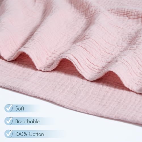 Image of Meracorallo Muslin Swaddle Blanket, 100% Cotton Receiving Blanket Soft and Breathable Swaddle Wrap for Baby Boys and Girls, Pink