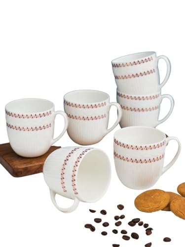 Image of Clay Craft Fine Ceramic Gold Printed Coffee /Tea Cups Set of 6-200 ml, Ceramic Tea Cups, Tea Cup Set of 6, Mugs for Coffee, Cups Set of 6, Mug Set, Ideal for Gifting, Perfect for Home, Office