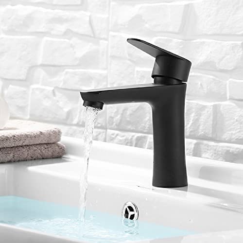 Mitigeur de lavabo noir en acier inoxydable pour évier 1 trou