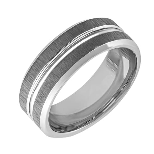Alliance en carbure de tungstène bague 8 mm grise pour homme et femme coupe confort