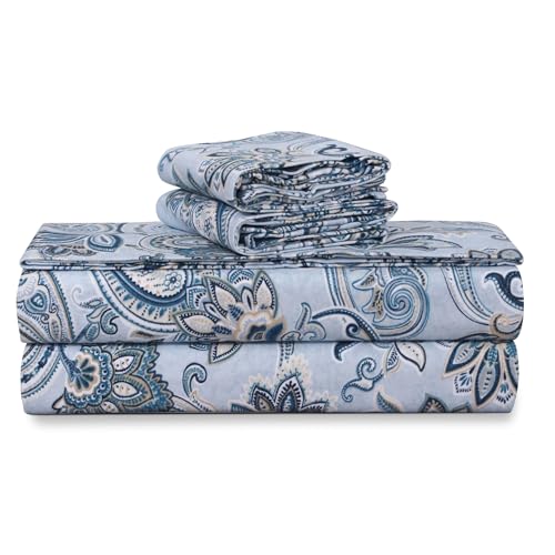 Tribeca Living Standard German Flannel Pillowcases, Set of 2, 200-GSM Heavyweight Cotton, Guliana Paisley