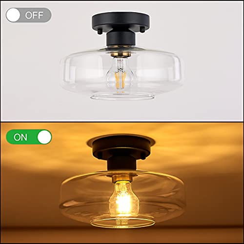 HUAWIYA Ceiling Light Fixture with Clear Glass Shade,Matte Black Flush Mount Ceiling Light for Hallway, Entryway,Living Room, Bedroom, Bathroom,Closet - Image 6