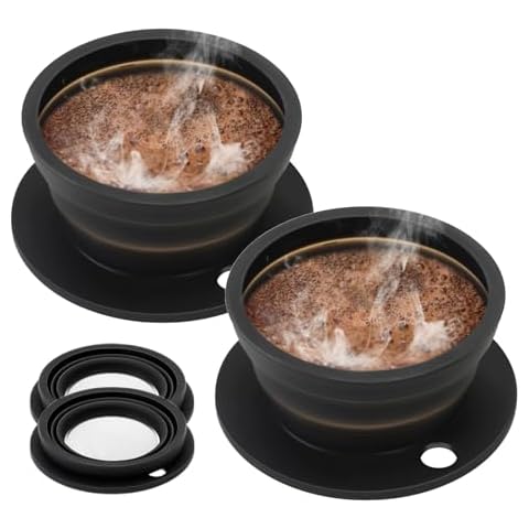 DOFQQG 2-Packs Paperless Collapsible Pour Over Coffee Dripper, Travel Pour Over Coffee Maker Camping, Travel Pour Over Coffee Kit, Camping Pour Over Coffee Maker 1 Cup, Black Cover