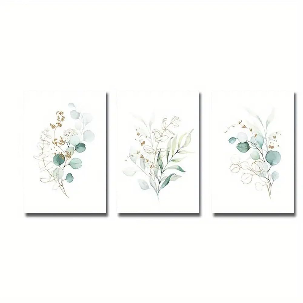 WBYZAC Botanical Posters-Nordic Abstract Watercolor Plant Canvas Painting - Botanical Floral Illustration Poster for Living Bedroom Room Kitchen Home Decoration-60 * 80cm*3PCS (No Frame)