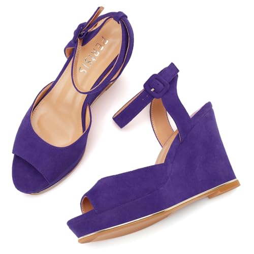 Image of Women's Dressy Platform Wedge Sandals Gold Wedges Peep Toe Patent High Heels Slingback Heeled Comfortable Ankle Strap Shoes
