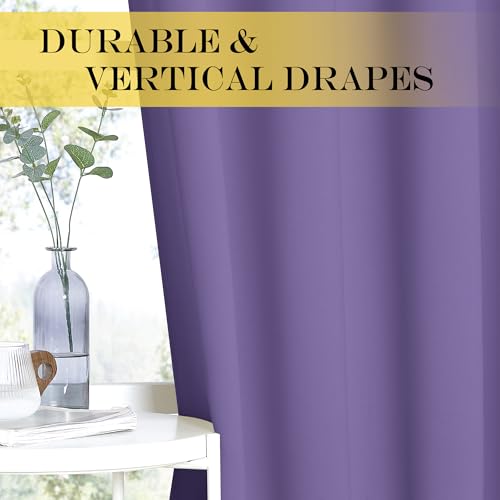 NICETOWN Blackout Room Darkening Window Curtain - Thermal Insulated Solid Grommet Blackout Patio Door Curtain/Drape for Living Room (Lilac Purple, 1 Panel, 52 by 95-inch)