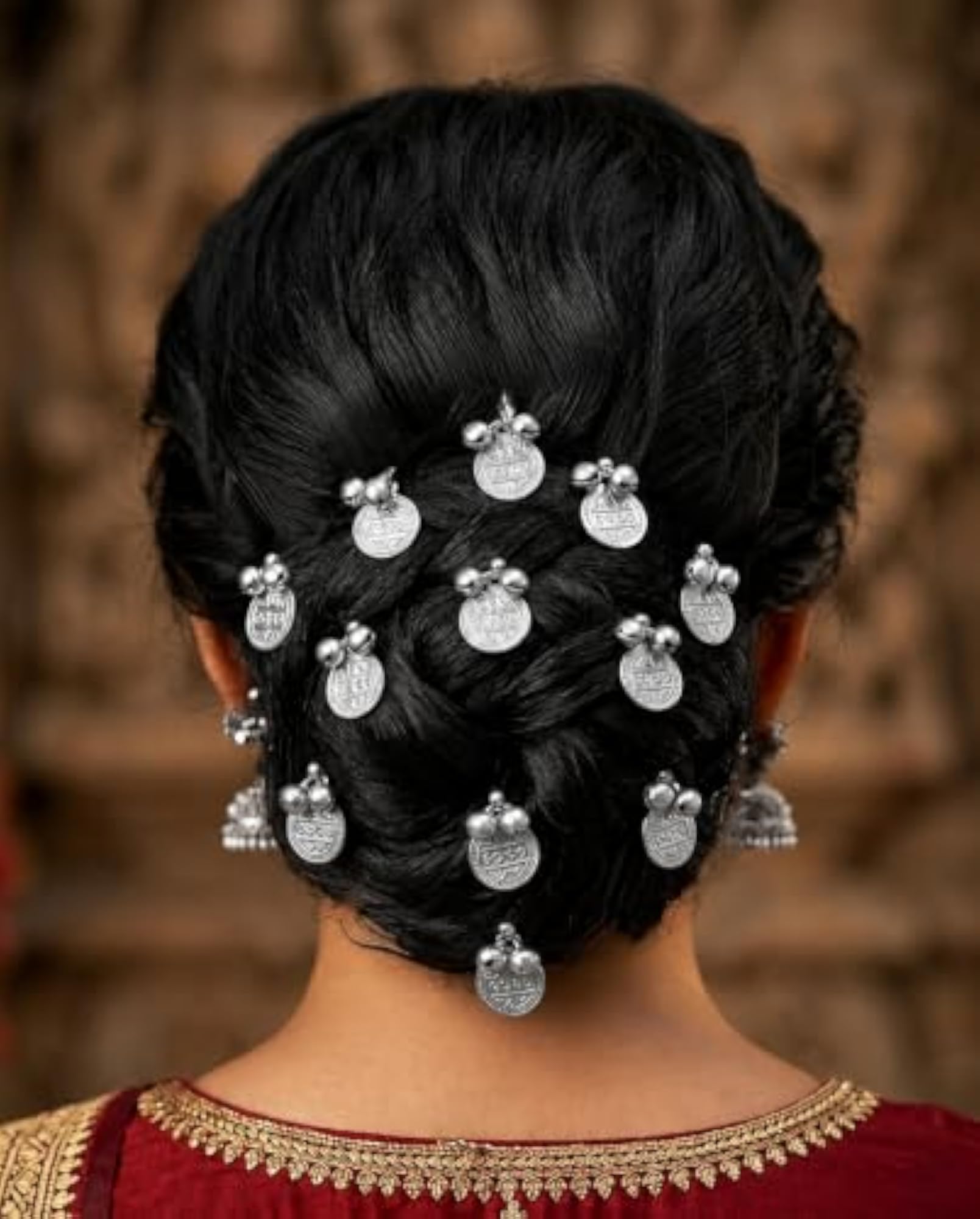 Women's Navratri Decorative Hair Pins with Silver Coin