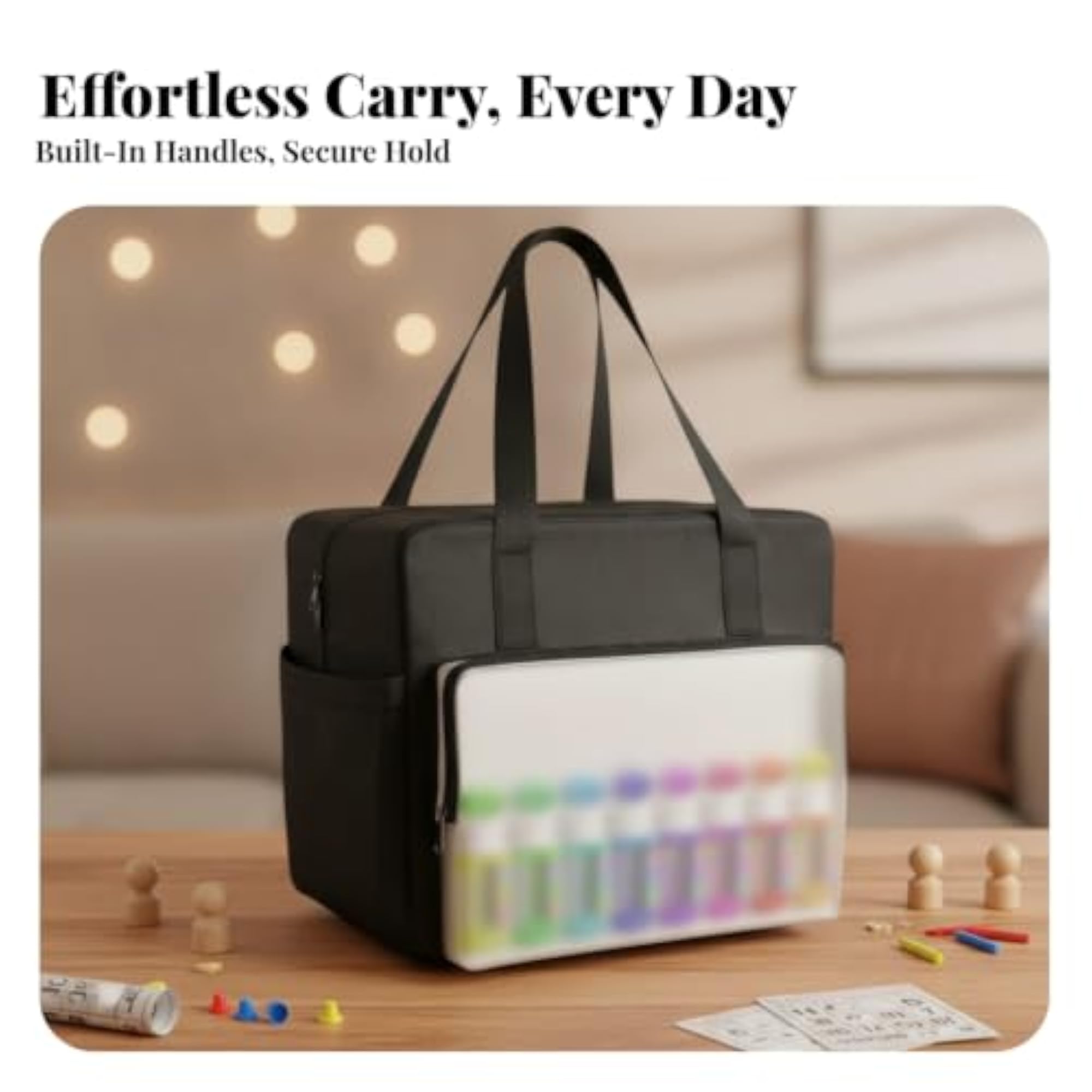 Heavy-Duty Durable Bingo Bag with TPU Pocket, Spacious Organizer