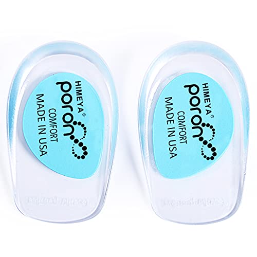 Heel Pain Heel Cup Plantar Fasciitisã€Poron - Made in USAã€‘Women Heel Pads, Silicone Heel Support Cushion for Heel Pain from Heel Spur -Tendinitis- Bone Spurs - Achilles Pain Relief Protectors