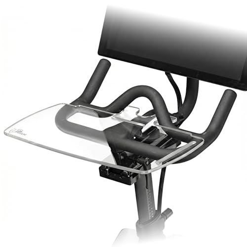 TFD The Tray V2 for Peloton Bike Original Models Flat Acrylic Desk Tray with Phone and Pen Holders Laptop and Tablet Tray for Work Reading or Viewing While Riding Clear