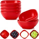 Juego de 6 cuencos irrompibles para salsa de plástico, 4,5 oz, juego de cuencos pequeños para postres, mini cuencos de preparación para guarniciones, ketchup, aperitivos, frutos secos, especias (rojo)